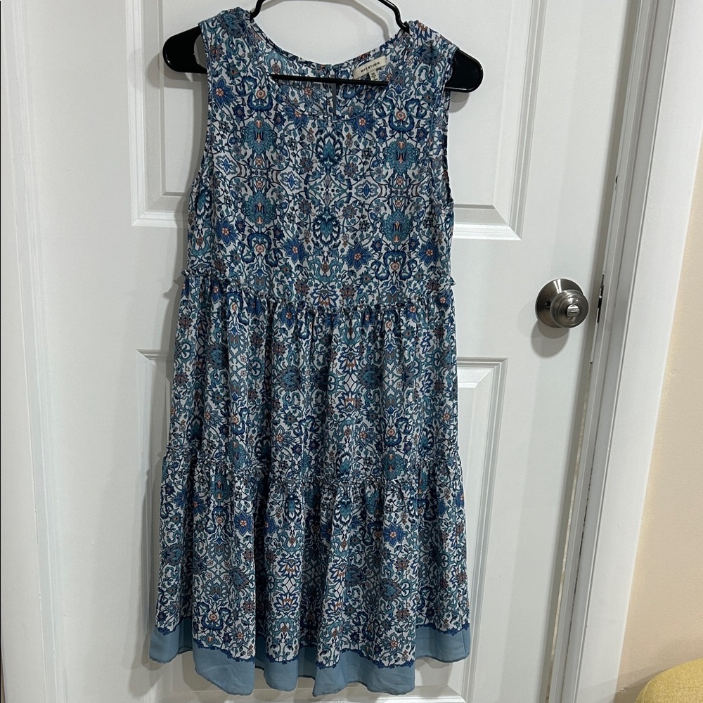 Max Studio Blue Floral Tiered Sundress